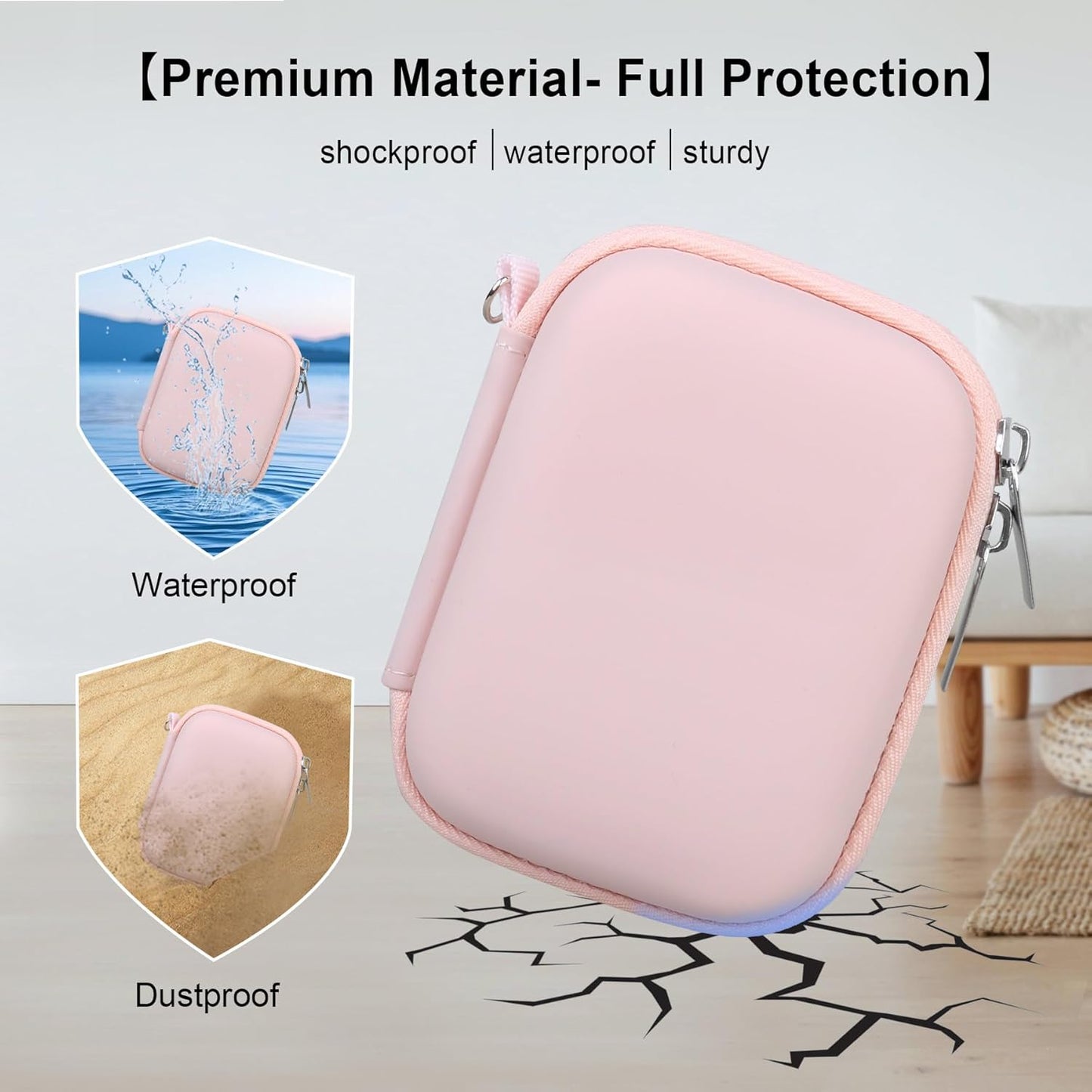 Elonbo Camera Carrying Case for KODAK PIXPRO FZ55 / FZ53 / FZ45 / FZ43 16MP Digital Camera, Vlogging Camera Storage Holder Travel Bag, Mesh Bag Fits Batteries, Cable, Memory Card, Card Reader, Pink