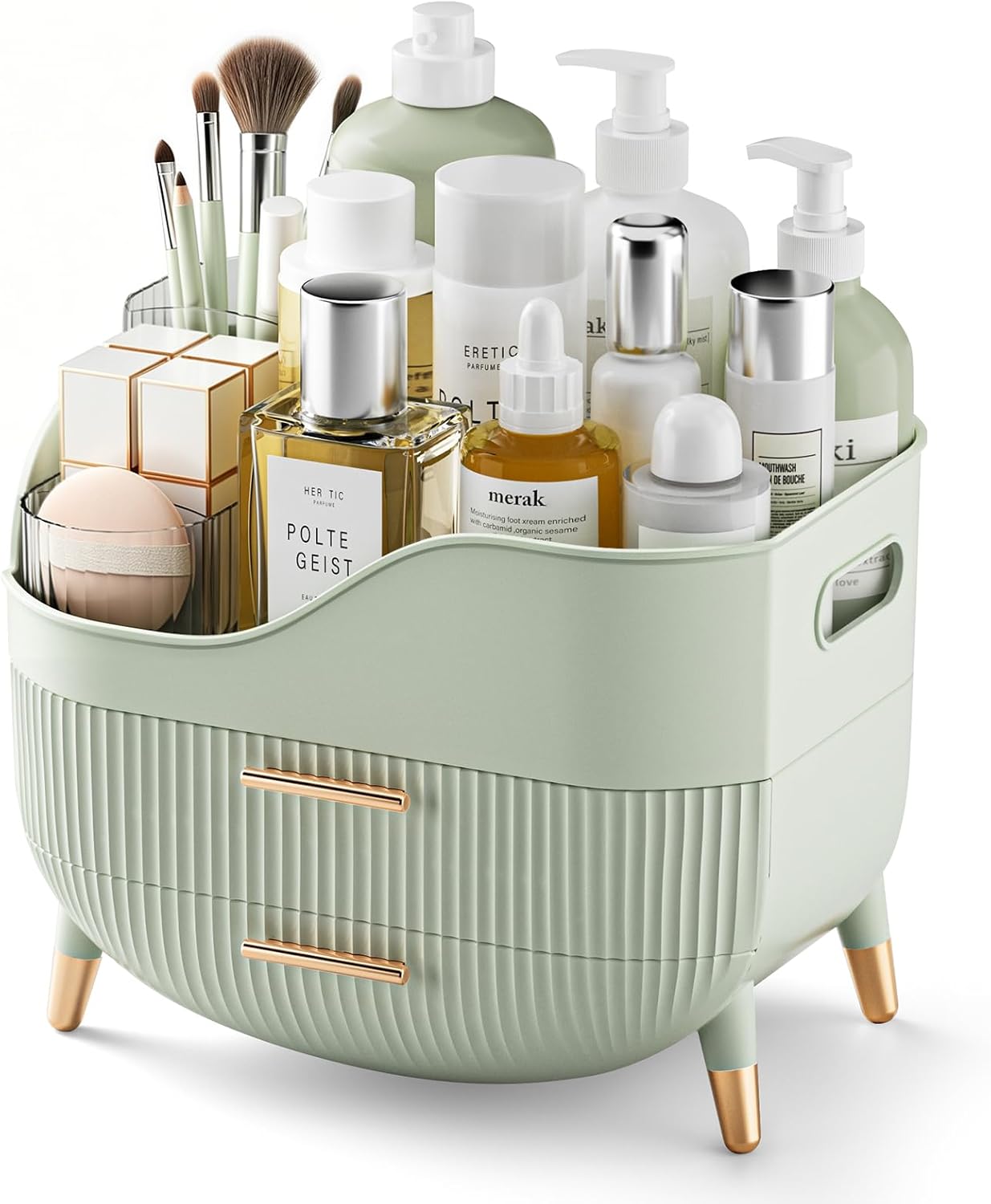 Pajiriona Makeup Organizer with Drawers,Skincare Organizer for Vanity,Storage Box with Handle,Large Cosmetic Display Case for Dresser, Bathroom Countertop