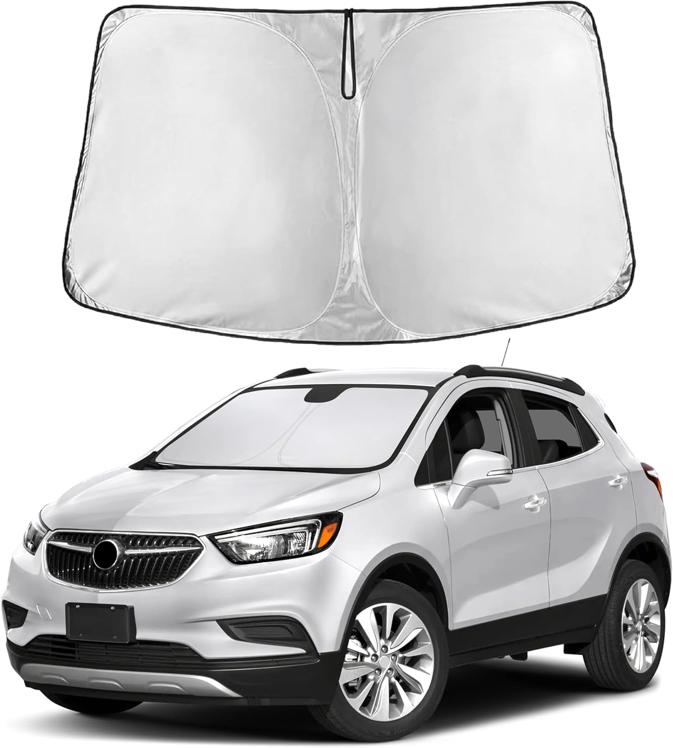 EcoNour Car Windshield Sunshade | Blocks 99% Heat & Keeps Interior Cool | Universal Fits Cars, SUVs, Trucks | Automotive Sun Screen, Visor & Car Accessories for Summer | Medium (64x32 Inches)