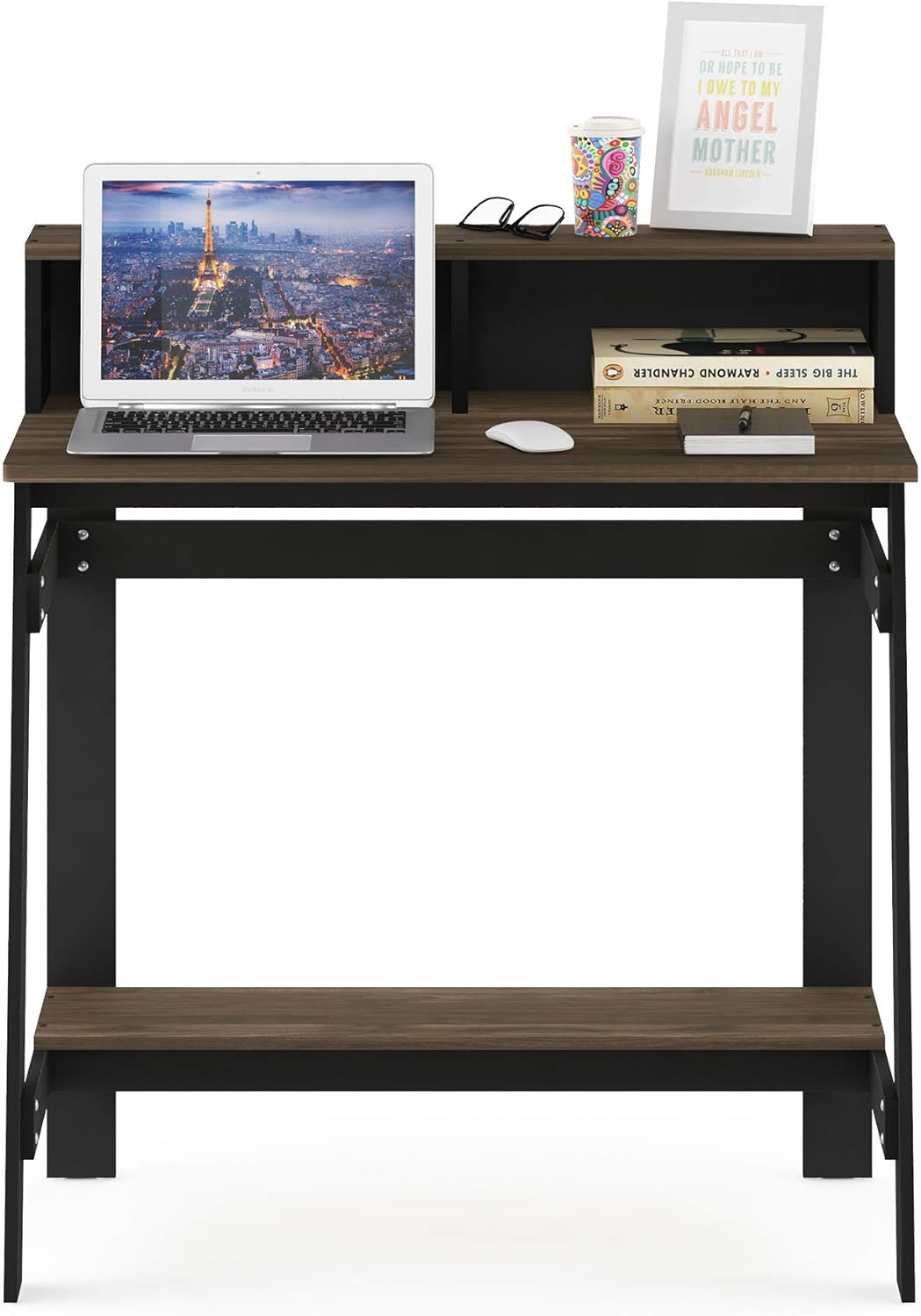 Furinno Simplistic A Frame Computer Desk, 17.9"D x 31.6"W x 35.5"H, Columbia Walnut