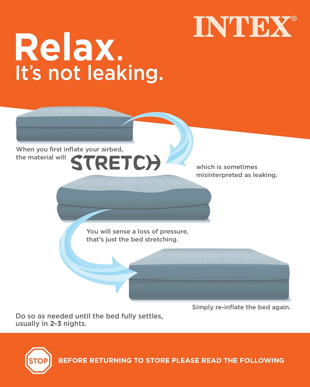 Intex 64159E Dura-Beam Plus Mid-Rise Air Mattress: Fiber-Tech - Queen Size - Built-in USB Electric Pump - 14in Bed Height - 600lb Weight Capacity