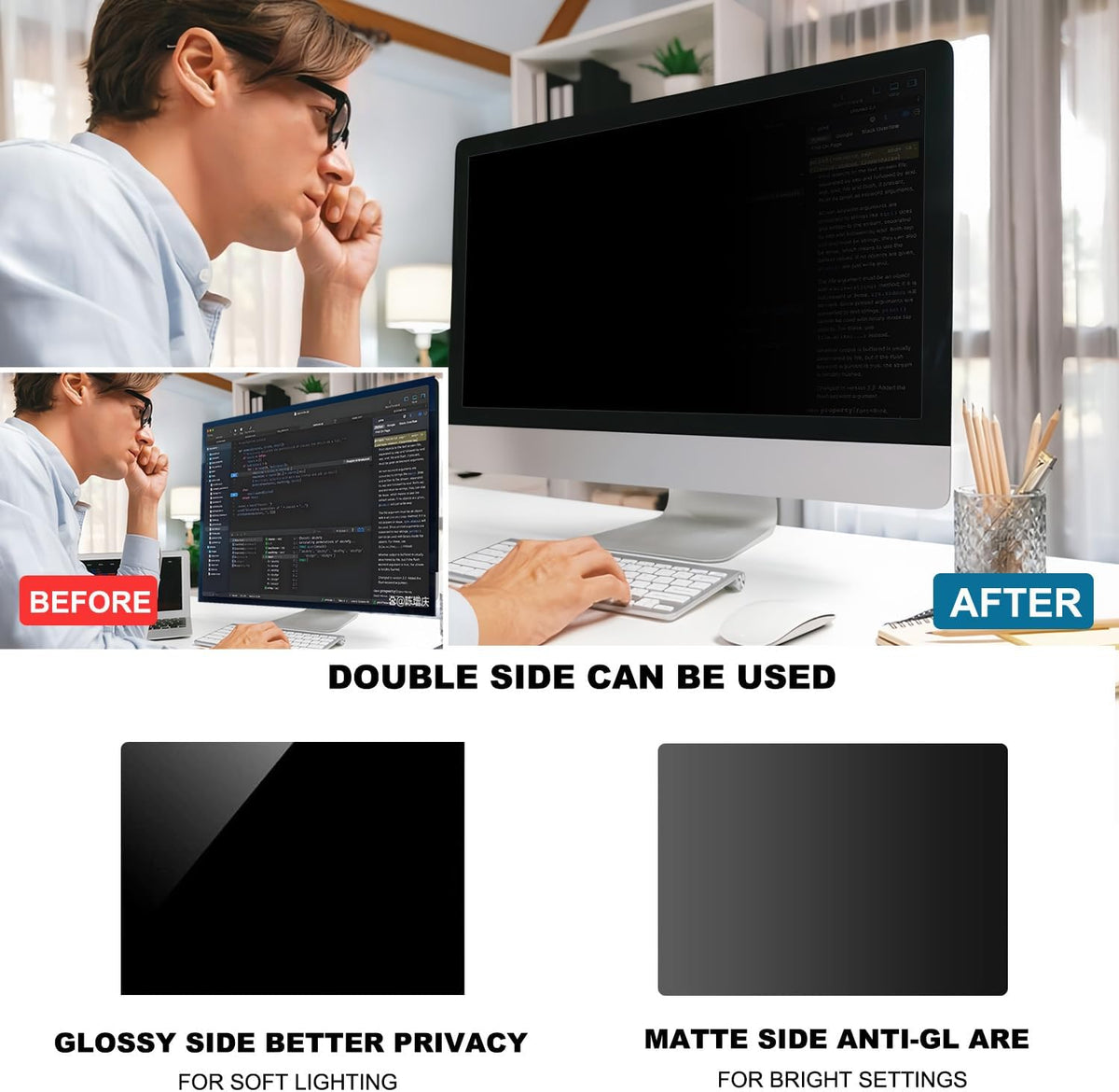 24 Inch Computer Privacy Screen Shield 2 Pack for 16:9 Widescreen Desktop