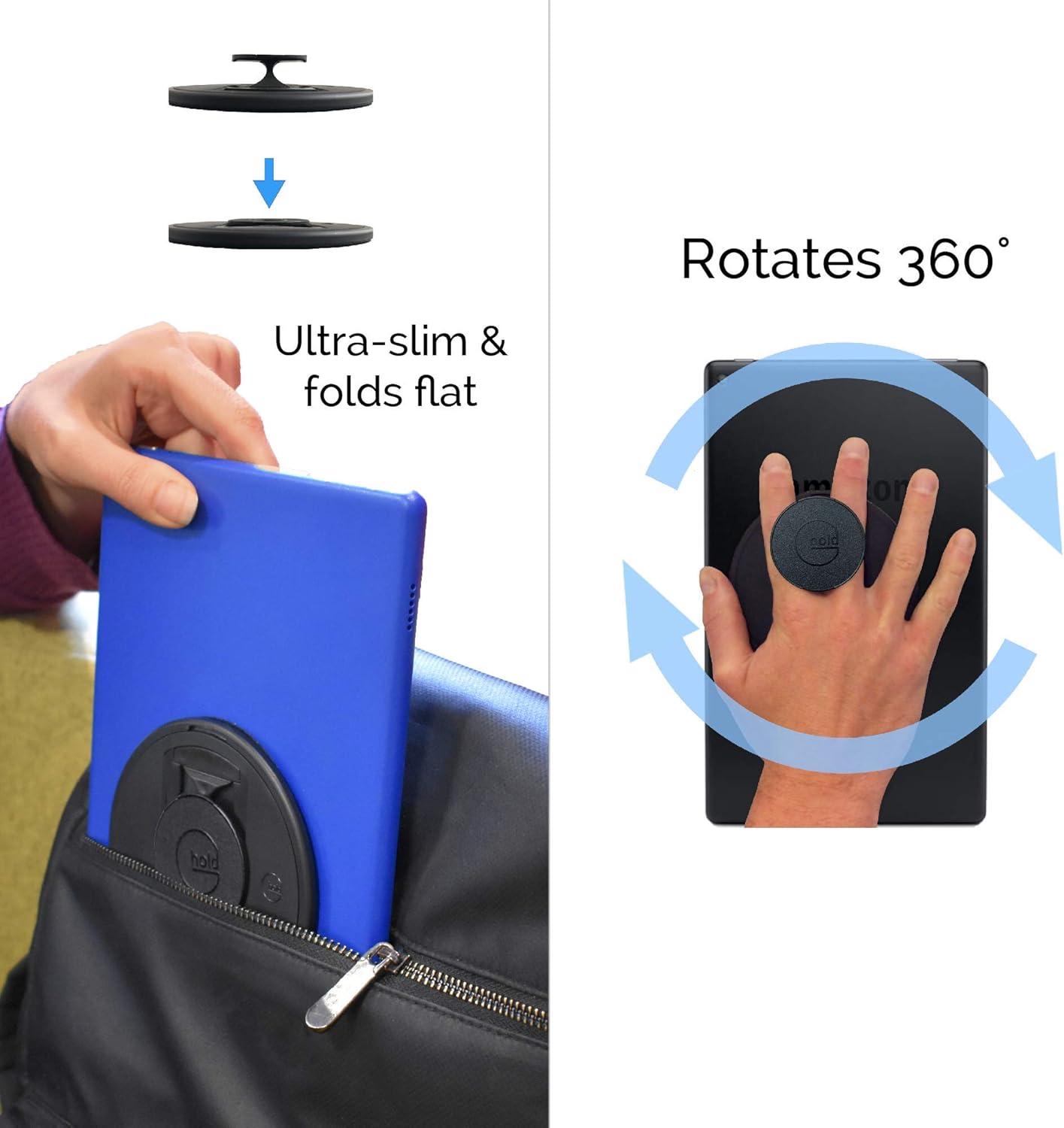 G-Hold® - Comfort Tablet Holder Works with Any Tablet, Tablet case, e-Reader, iPad - Universal, Ergonomic, Rotating, Folds Flat and Adjustable (Black)