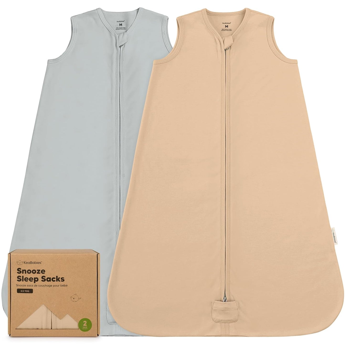 2-Pack Baby Sleep Sacks,Zipper Wearable Blanket - 0.5TOG Organic Cotton,Lightweight,Soft Cozy Toddler Sleeping Sack 6-12 months,Easy to Wear Large Newborn Transition Swaddles Sleepsacks(Toasty, M)