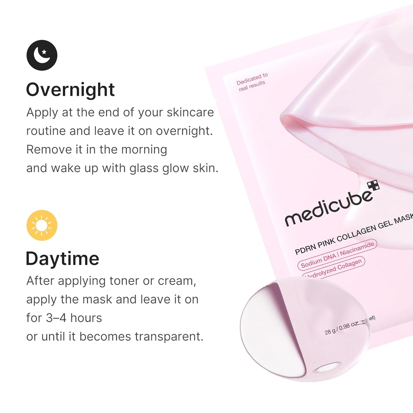 medicube Jelly Gel Mask with Salmon DNA PDRN Pink Collagen | Overnight Face Mask for Glass Glow Skin | Elasticity, Hydrating, Firming and Moisturizing | Korean Skincare, 28g x 4ea