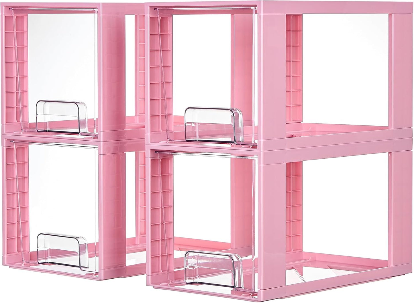 Vtopmart 2 Pack Large Stackable Storage Drawers,Clear Acrylic Drawer Organizers with Handles, Easily Assemble for Bathroom,Kitchen Undersink,Cabinet,Closet,Makeup,Pantry organization and Storage