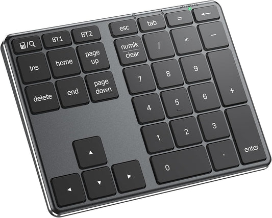 iClever Bluetooth Number Pad for Laptop, Aluminum Wireless Numeric Keypad