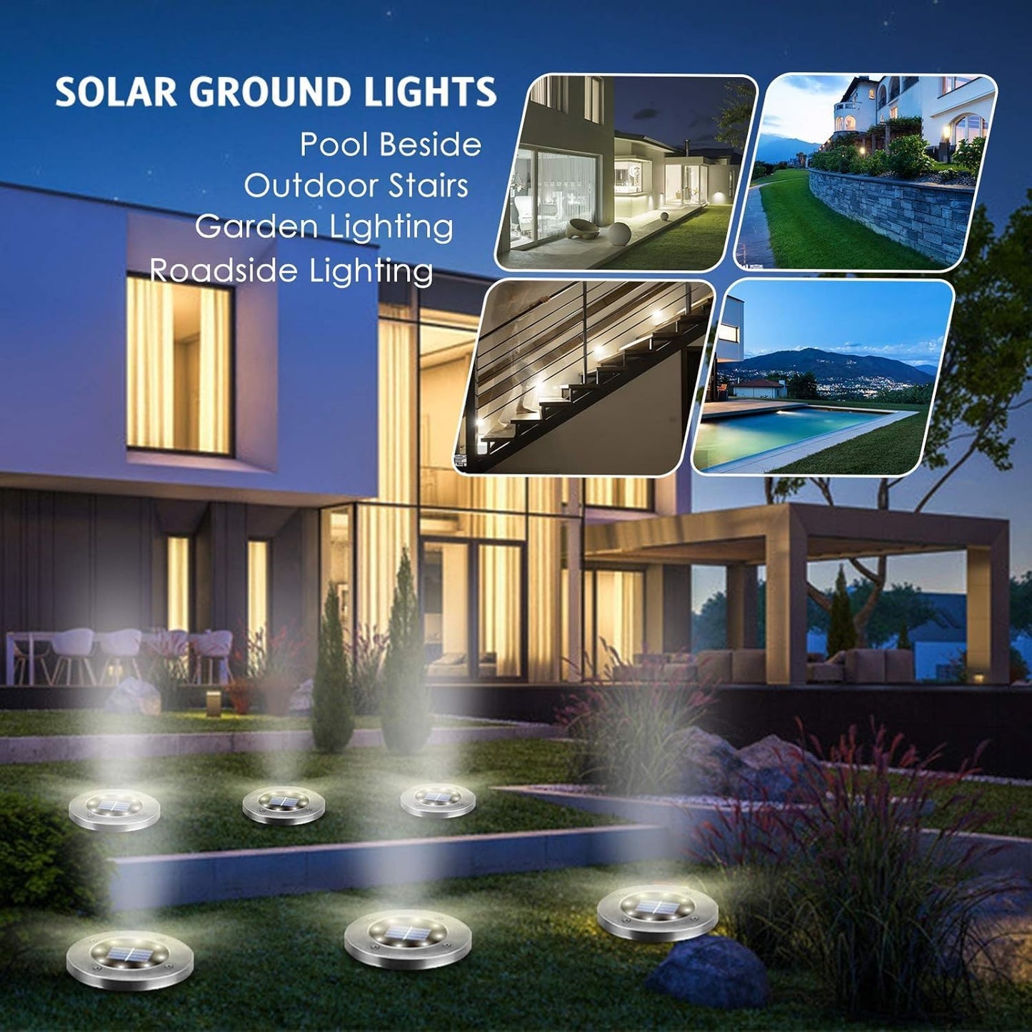 OULONGER Solar Lights Outdoor Waterproof, 12 Pack Solar Ground Lights with Large Capacity Battery, High Efficiency Solar Powered Lights for Outdoor Garden, Patio, Pathway and Yard (Warm Light)