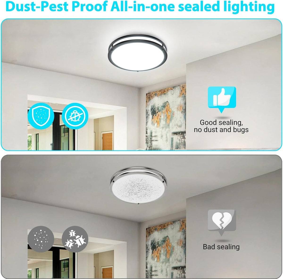 libtit 13 Inch Flush Mount Ceiling Lights, Dimmable 3000K-6500K Adjustable LED Ceiling Light, 24W Round Slim Light Fixture Black for Kitchen Bedroom Bathroom Hallway-1 Pack