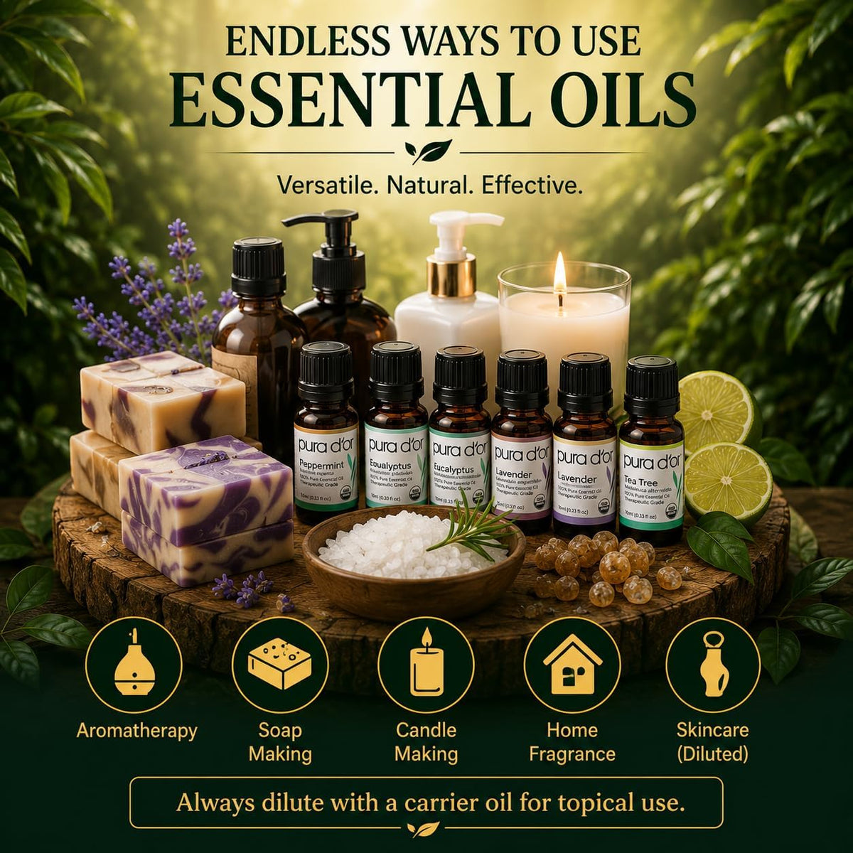 PURA D'OR Organic Sweet16 Essential Oils Aromatherapy Box Set, 10mL x16