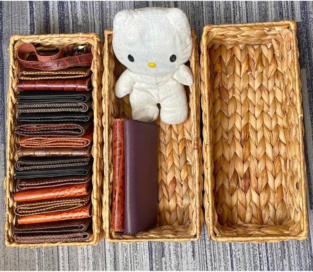 M4DECOR Set of 3 Wicker Toilet Paper Holders – Toilet Tank Basket, Back of Toilet Basket, Wicker Baskets for Storage and Decorative Bathroom Organization