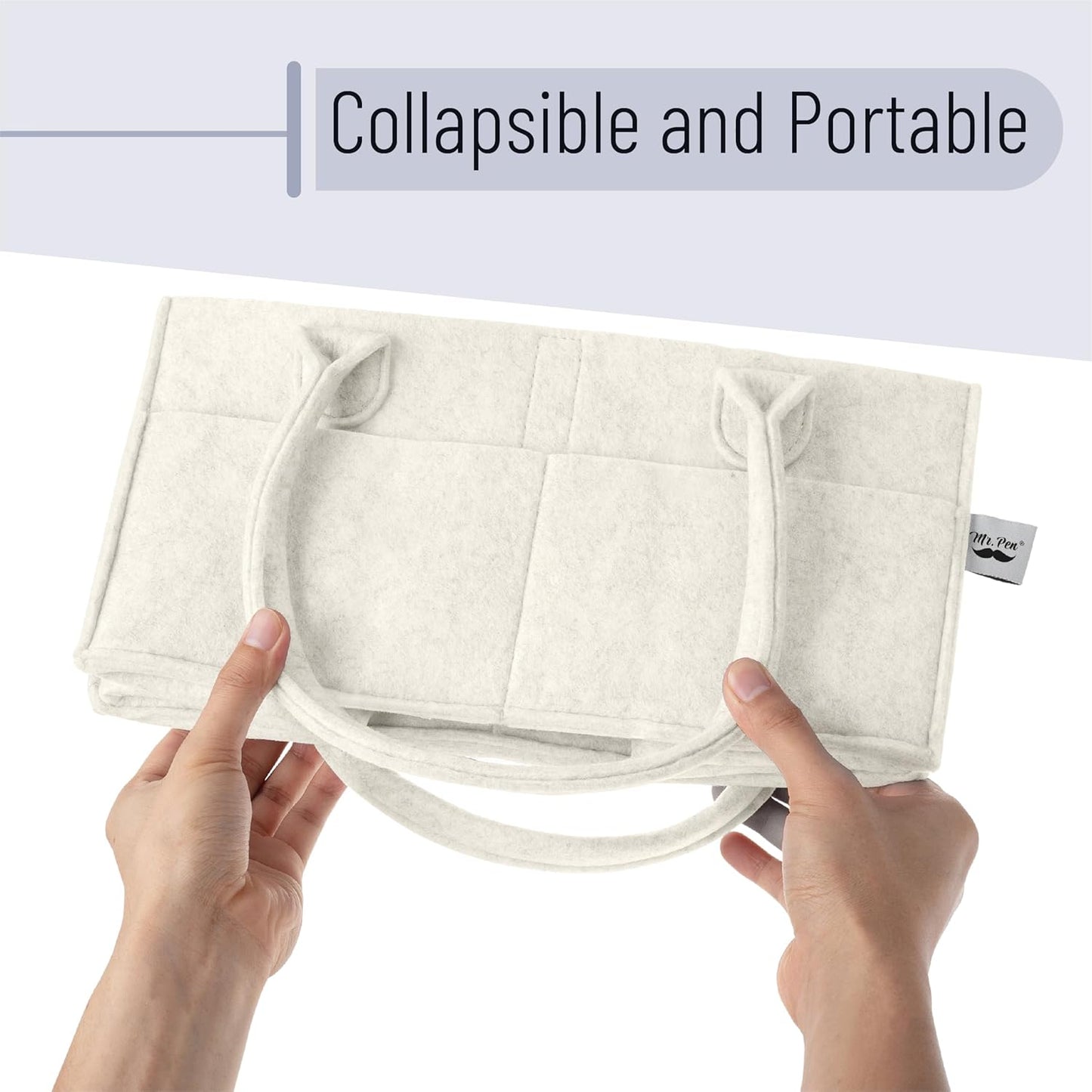 Mr. Pen- Baby Diaper Caddy Organizer, Beige, Medium, Nursery Storage Bin and Car Organizer for Diapers and Baby Wipes