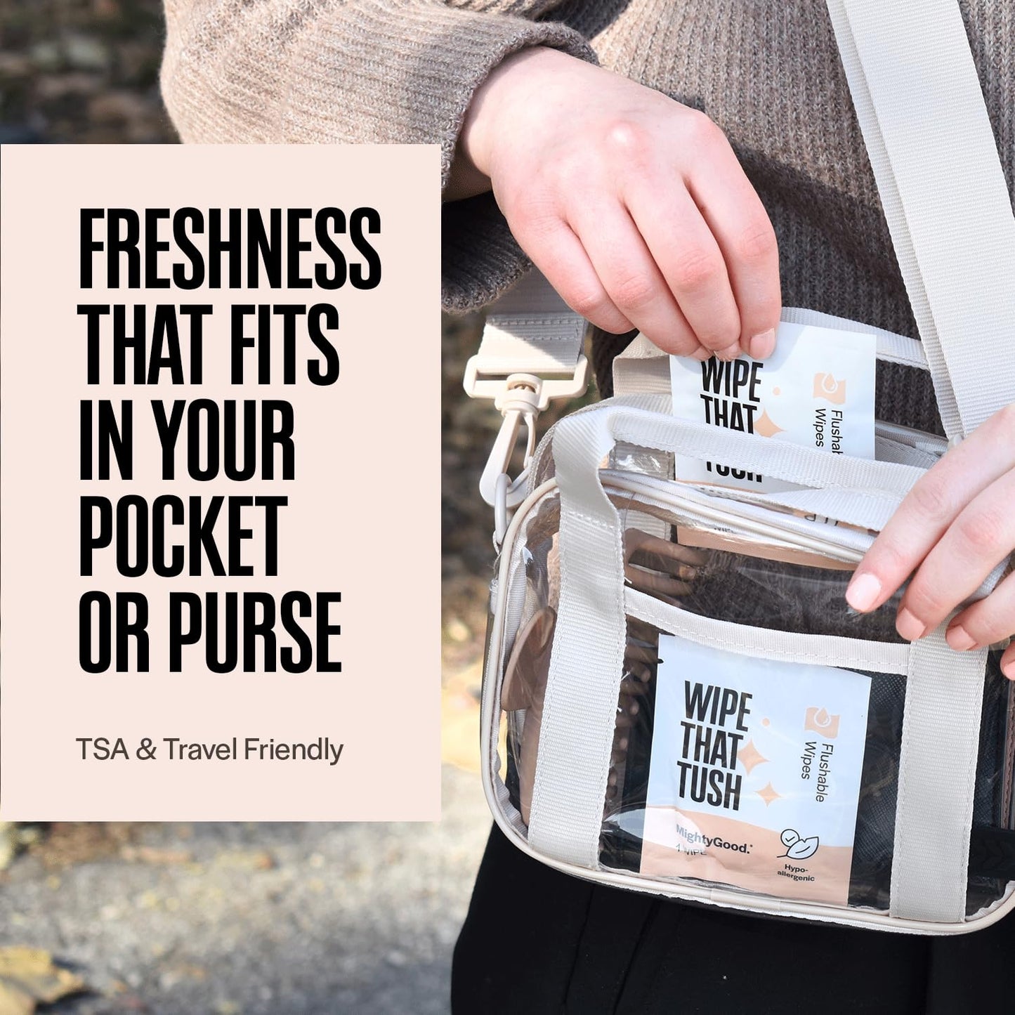Wipe That Tush On-The-Go Flushable Wipes - 1 Packs of 30 Individually Wrapped Travel Wipes - Fragrance Free & Hypoallergenic - Extra Large & Soft - Aloe & Vitamin E - Septic-Safe - Travel Essentials