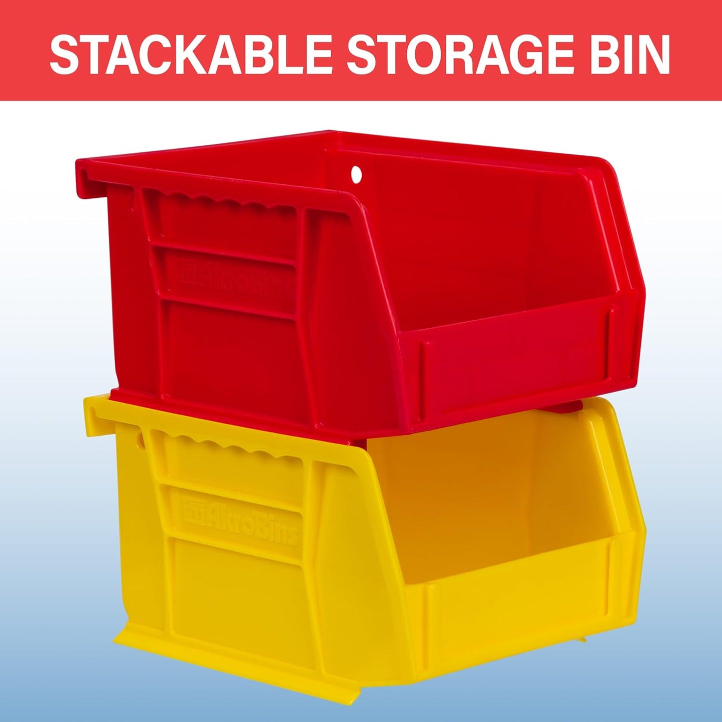 Akro-Mils 30210 AkroBins Plastic Storage Bins, 5"x4"x3", Black, 24-Pack | Space-Saving Stackable Bins for Garage, Pantry, Craft Organization