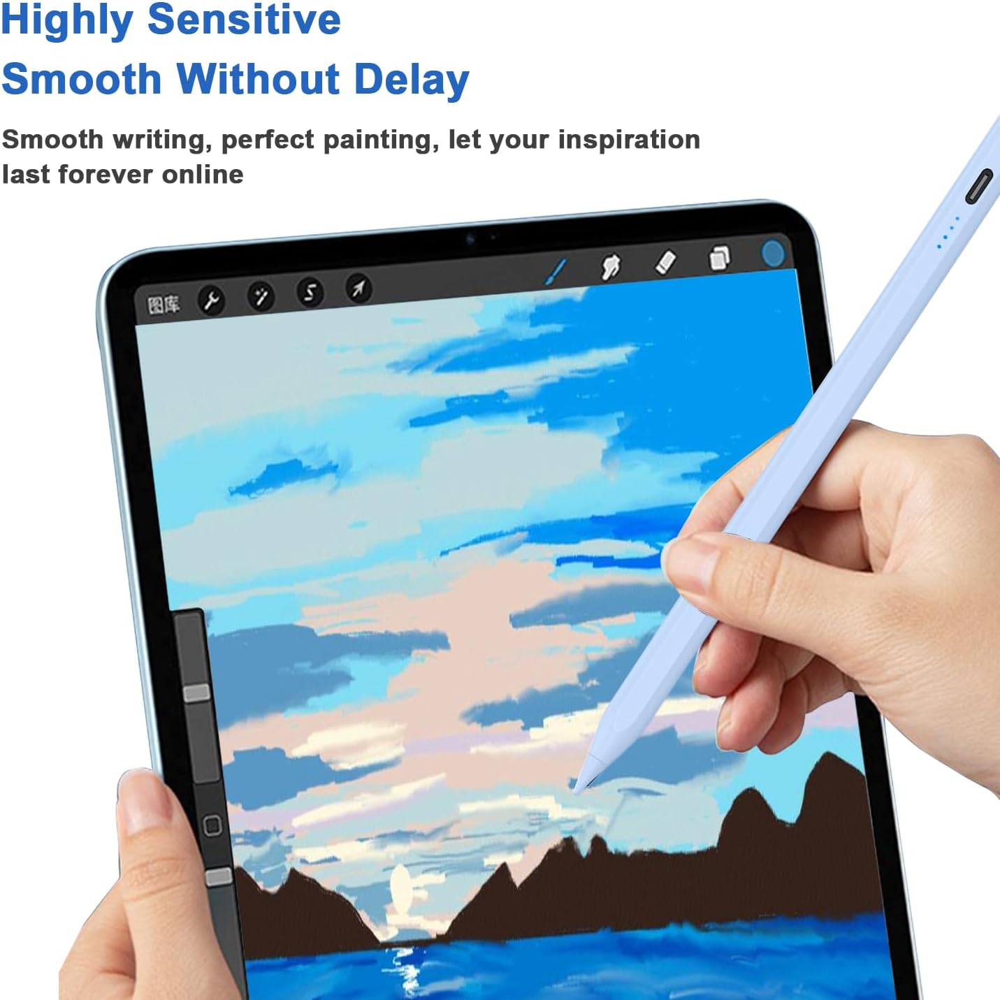 Stylus Pens for Touch Screens Power-Display Tablet Pen POM Tip Magnetic Digital Touch Pen Compatible with iPhone/iPad/iPad Pro/Lenovo/Nintendo Switch 2/Other Smartphone and Tablet Devices (Blue)