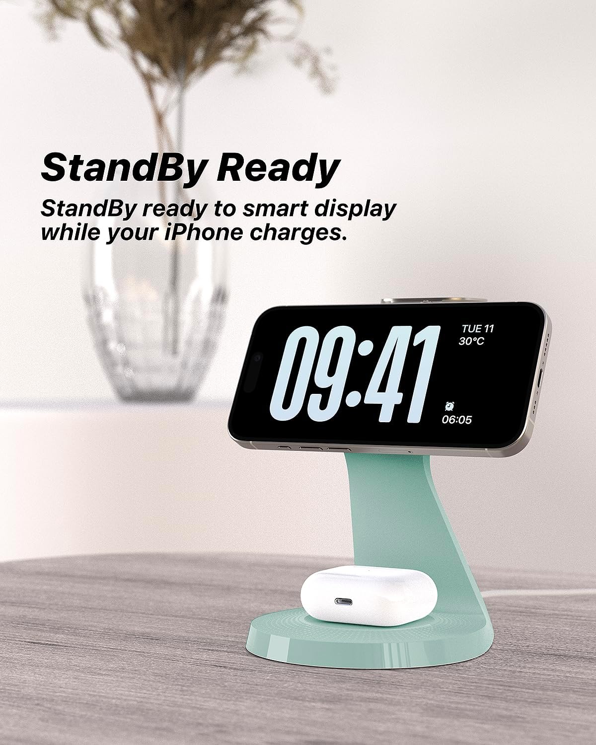 LONGCONN 3 in 1 Wireless Charging Station for Apple Devices with MagSafe | Charging for iPhone 17/Air/16/15/14/13, AirPods, Apple Watch, Weighted Stable Charging Stand, USB-C Adapter Included