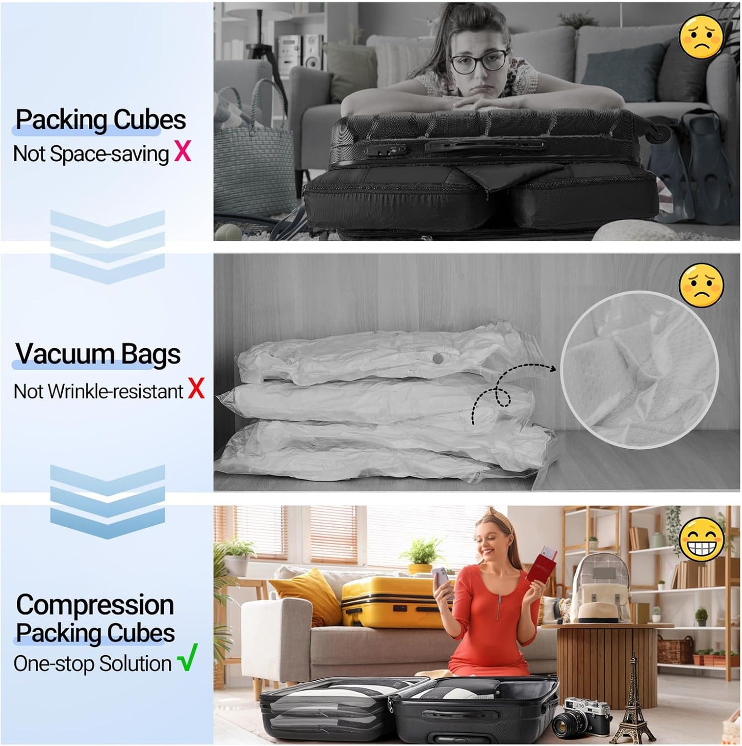 4 Set Compression Packing Cubes for Travel Essentials,Compressible Expandable Packing Cubes for Suitcase,OlarHike Luggage Garment Bags for Travel,Handy Helper for Organizing Clothes(Black)