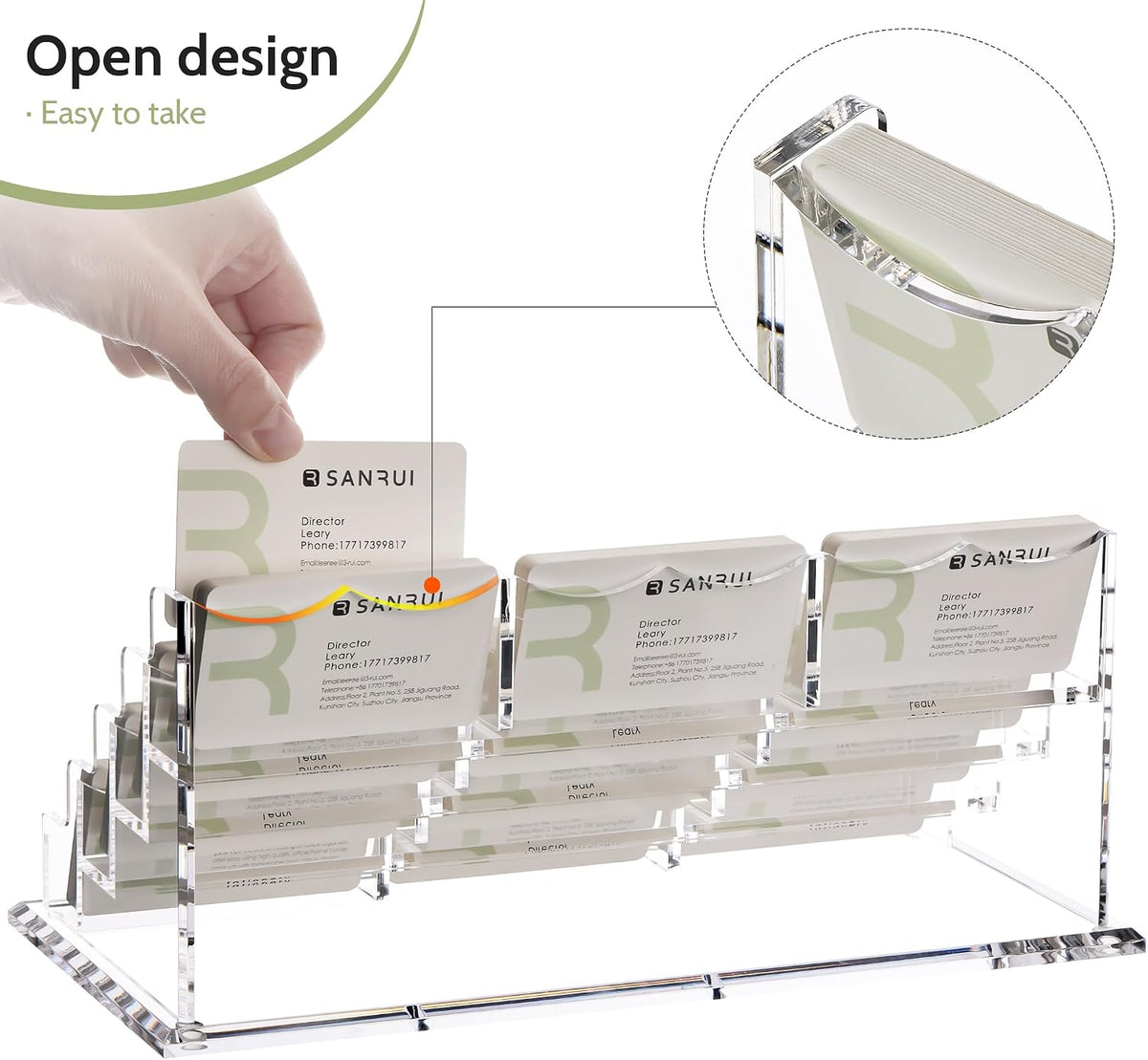 YUXUN Business Card Holder Display for Desk-12 Slots 4 Tier
