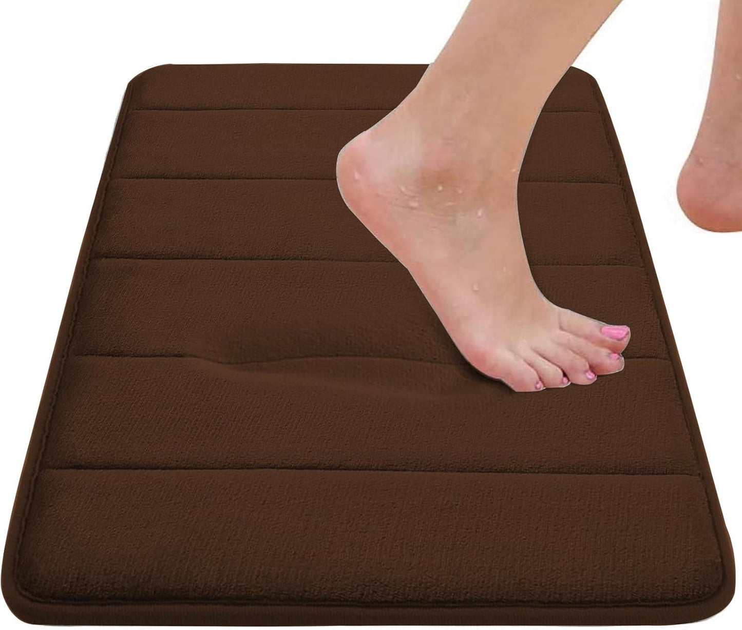 RUN HELIX Brown Bathroom Rugs Memory Foam Bath Mat Set 3 Piece Non-Slip Bath Rugs, Absorbent Shaggy Mats, Machine Wash,Perfect Plush Mats, Bathroom Carpets Set with U-Shaped Toilet Mat-Bedroom Rug