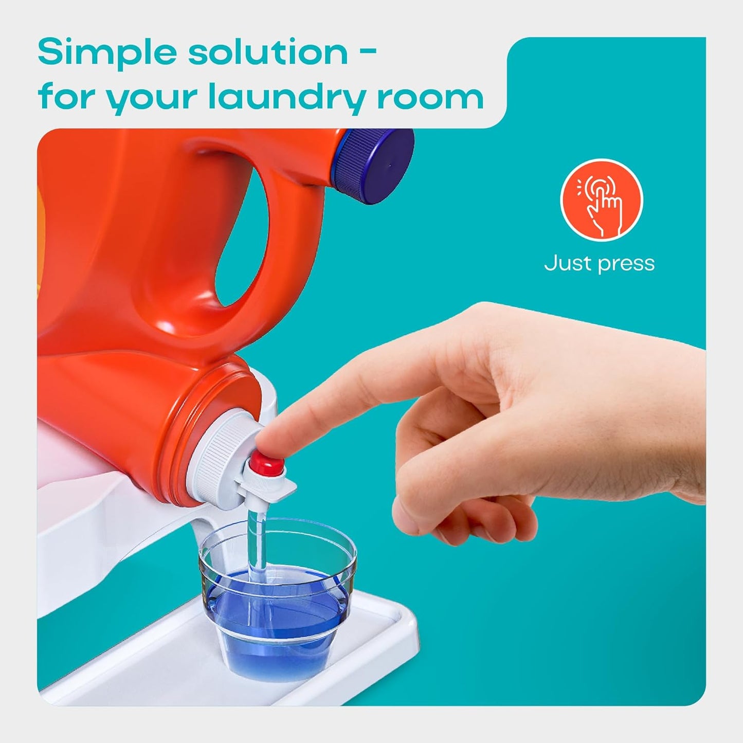 Skywin TidyFriend Detergent Holder Shelf for Laundry Room - Holds 2 Liquid Soap Dispenser, Laundry Soap Station Organizer, Detergent Stand with Drip Catcher Drip Tray Storage Organization (White)