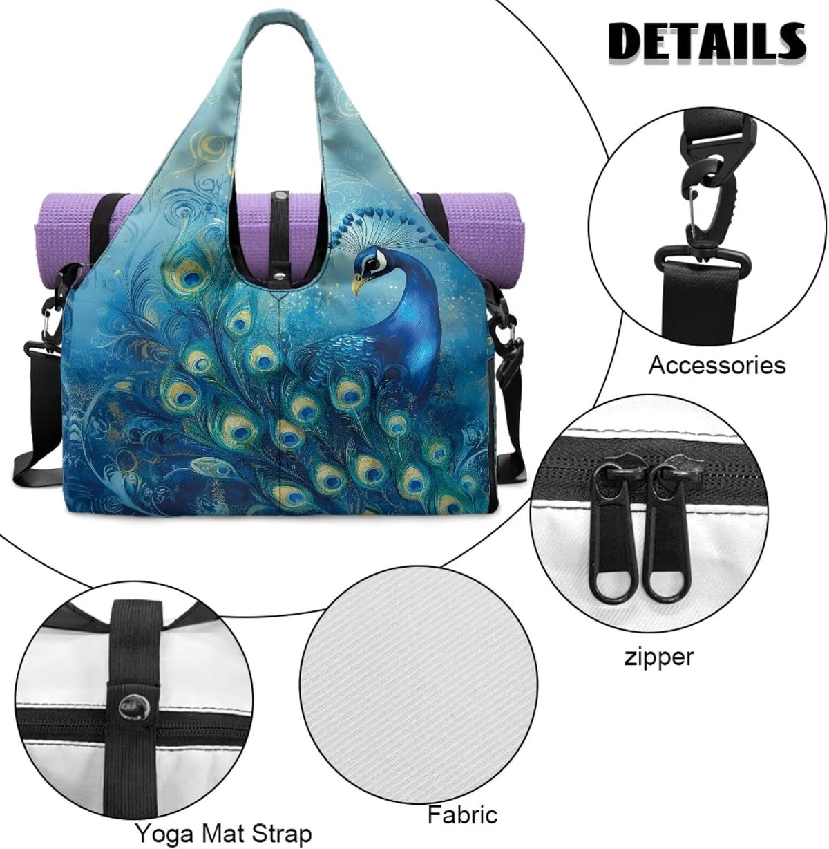 Yoga Mat Bag for Men Women Canvas Yoga Mat Carrier Take In Out Mat Easily for Beach Swim Bags Pool Sports Gym