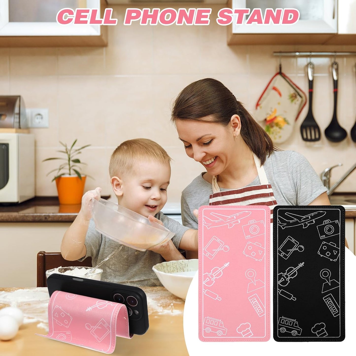 2Pcs Airplane Phone Holder, Flexible Phone Holder Travel Essentials for martphone, Tablet Travel PhoneHolder