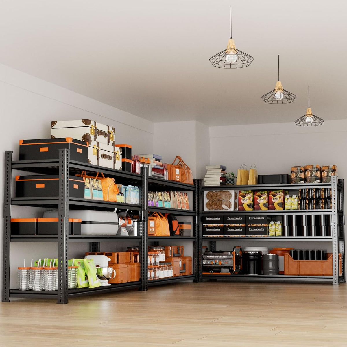 Storage Shelves Heavy Duty 2 PCS, 48"W x 18"D x 60"H Garage Wire Shelving Unit Loads 2640LBS, 4-tier Adjustable Metal Industrial Utility Shelf Rack for Kitchen, Laundry, Pantry, Warehouse, Basement