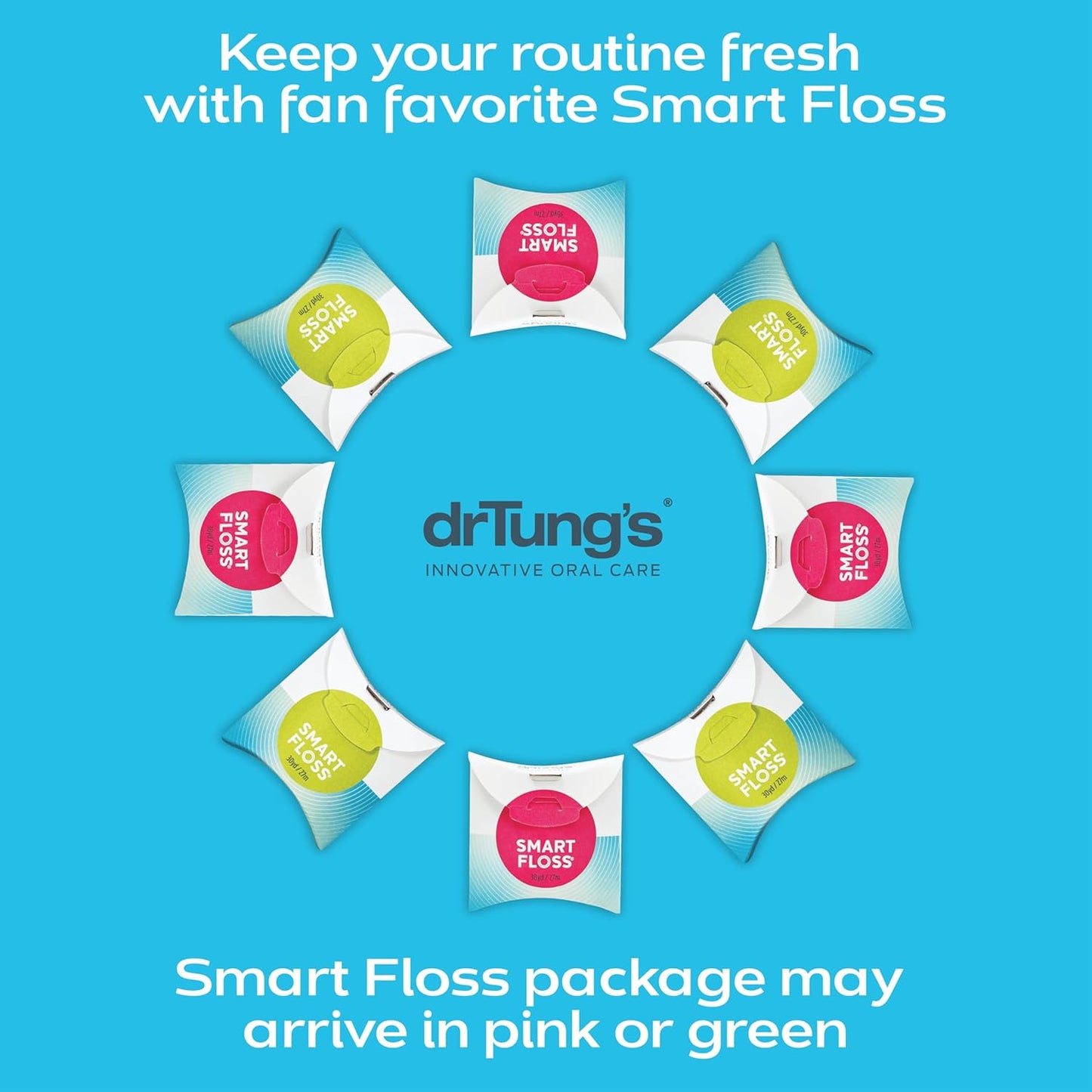 DrTung's Smart Floss - Natural, PTFE & PFAS Free Floss, Gentle on Gums, Expands & Stretches, BPA Free Floss - Natural Dental Floss Cardamom Flavor (Pack of 3)
