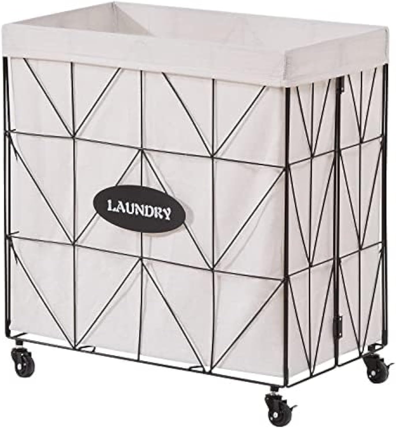 Collapsible Laundry Hamper with Wheels,Capacity and Removable Liner, Sturdy Metal Frame for Clothes Storage and Transport (110L-LX-Black)