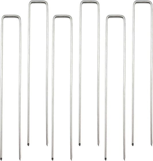 12 Inch 8 Gauge Landscape Staples Galvanized Garden Stakes Heavy Duty Sod Pins Fence Ground Stakes for Weed Barrier Fabric Ground Cover Dripper Irrigation Tubing Soaker (20 Pieces)
