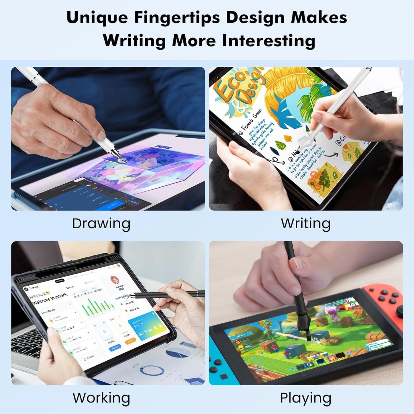 Stylus Pen for Touchscreen, MEKO 2-in-1 High Sensitivity Fingertip Stylus Pens for iPhone iPad Android Tablets Smartphone, Switch,All Universal Touch Screens (2 Pack Black/White)