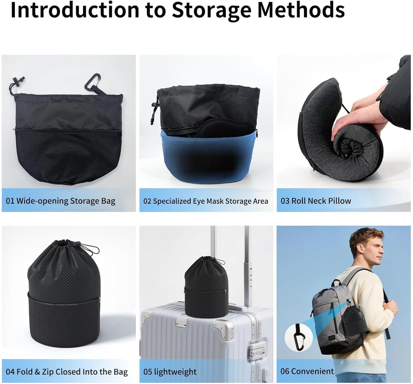 Patented Head-Bobble-preventing Ergonomic 360° Supporting Golden Formula Memory Foam Travel Neck Pillow w/3D Contoured Eye Mask Set Long Trip Sleeping Essentials for Airplane Flight Car Bus