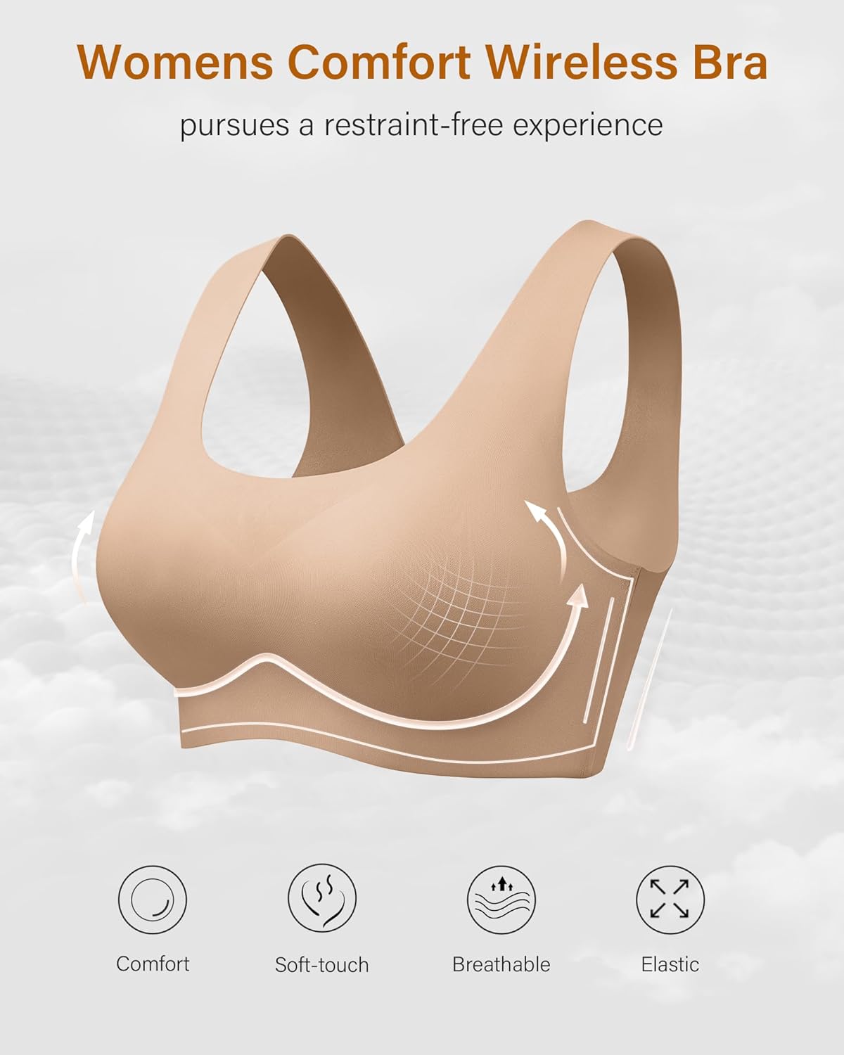 Wireless Bras for Women No Underwire Seamless Full Coverage T-Shirt Pullover Sleep Bra Comfort Lounge Bralette