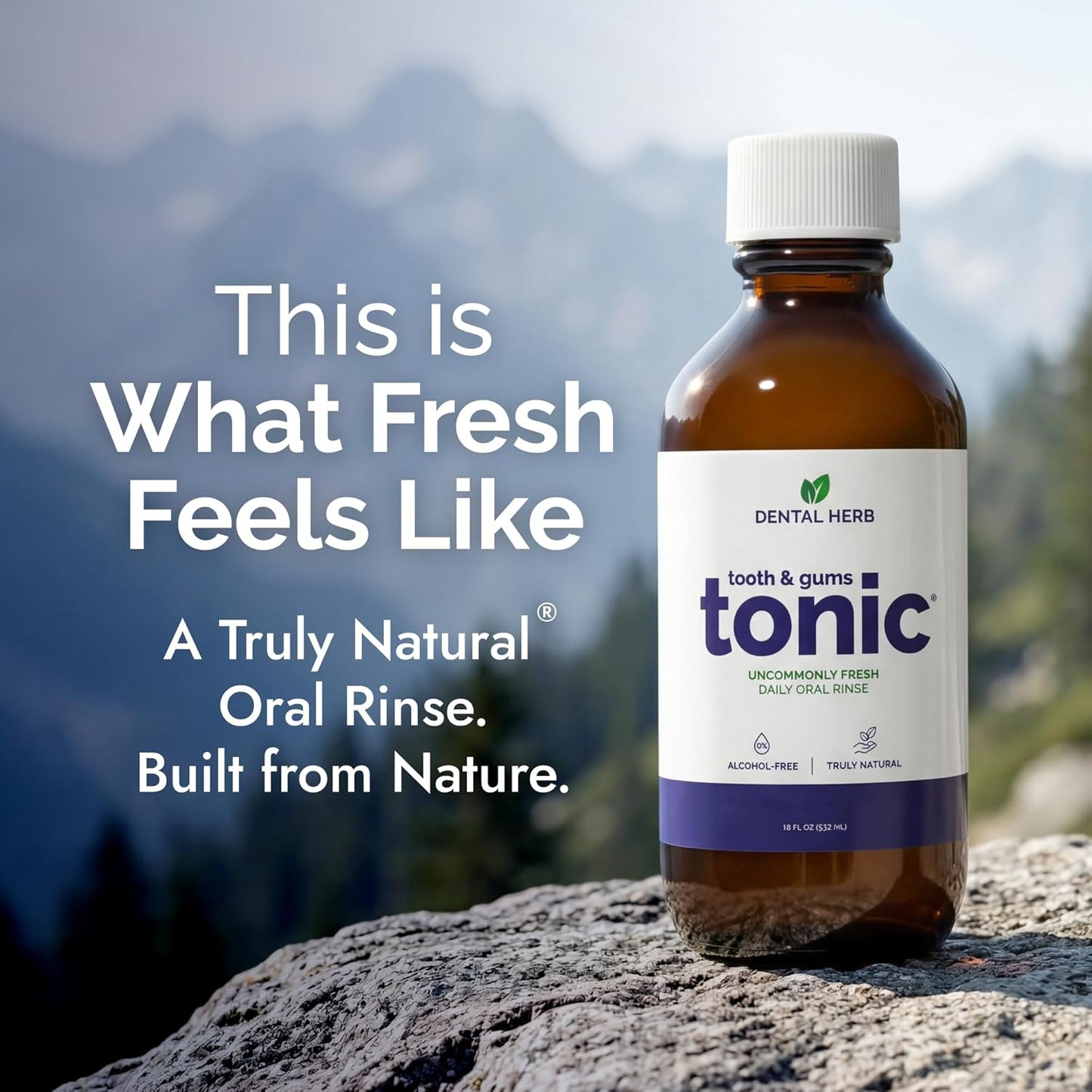 Tooth & Gums Tonic – Truly Natural Oral Rinse, Plant-Based, Alcohol-Free, Fluoride-Free, Herbal Extracts & Essential Oils, Fresh Breath & Daily Gum Care, 18 fl oz – Dental Herb Company