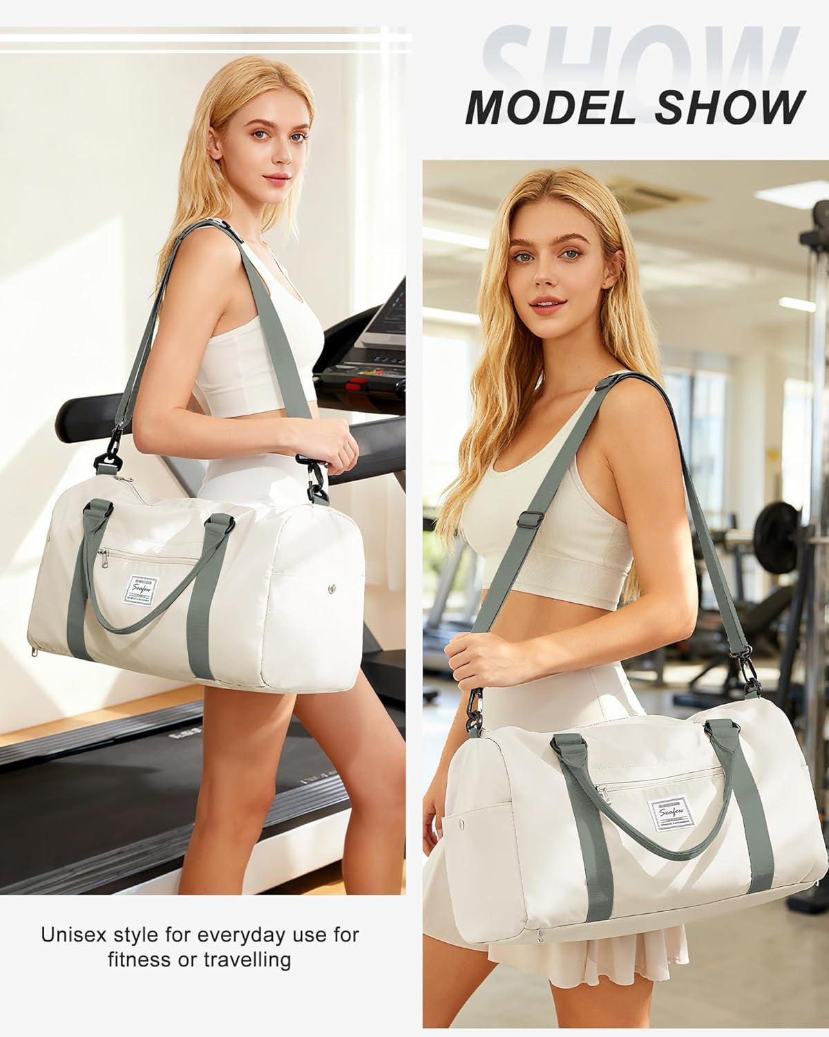 Gym Bag Womens Mens with Shoes Compartment and Wet Pocket Travel Duffel Bag for Women for Plane Sport Gym Tote Bags Swimming Yoga Waterproof Weekend Overnight Carry on Bag Hospital Holdalls