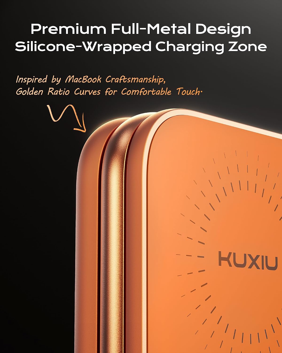 KU XIU Qi2.2 25W Magnetic Wireless Charger, Foldable 3 in 1 Travel Charging Station for iPhone 17/16/15/14/13/12, 5W for Apple Watch & AirPods, Aluminum Alloy Design, 45W GaN Adapter Included, Orange