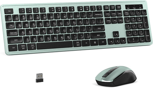 MPTOG Wireless Keyboard and Mouse Combo for PC and Laptop (Green)