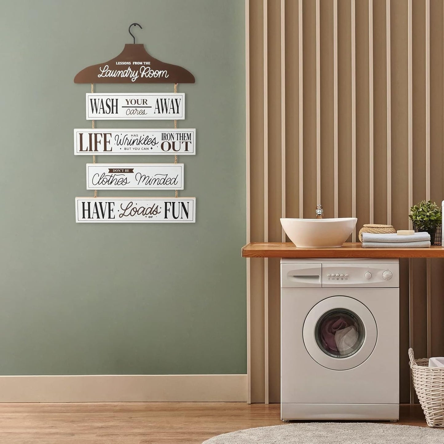 Farmlyn Creek Laundry Room Organization Sign - 12 x 20 in, Black Rustic Farmhouse - Laundry Wisdom Sign, Rustic Farmhouse Decor & Wall Decor