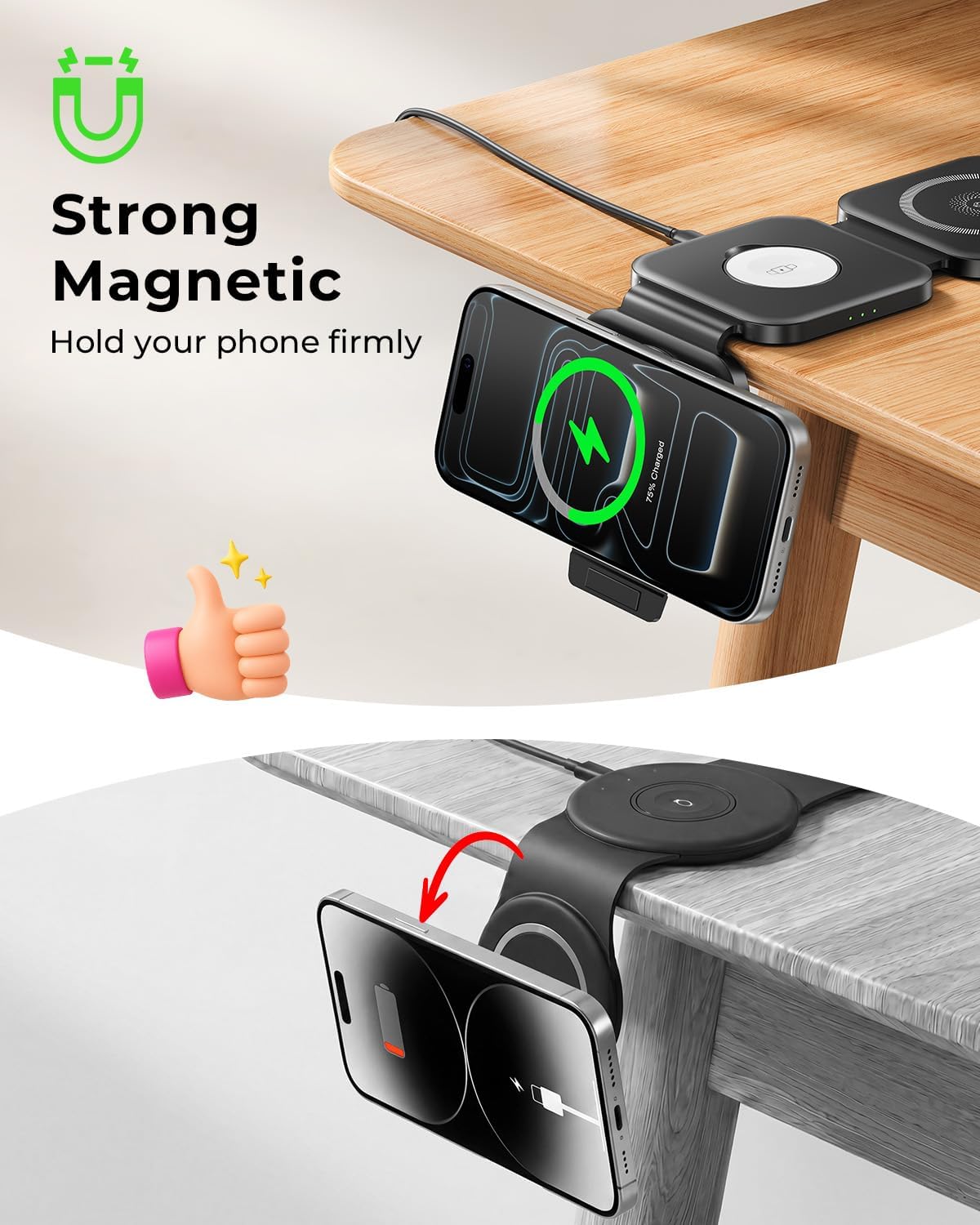 Travel Essentials for Apple Watch Charger,3 in 1 Charging Station for Apple Devices,Foldable Wireless Charging Station for iPhone 17/16/15/14/13/12, Apple Watch & AirPods with Magsafe Charger Stand