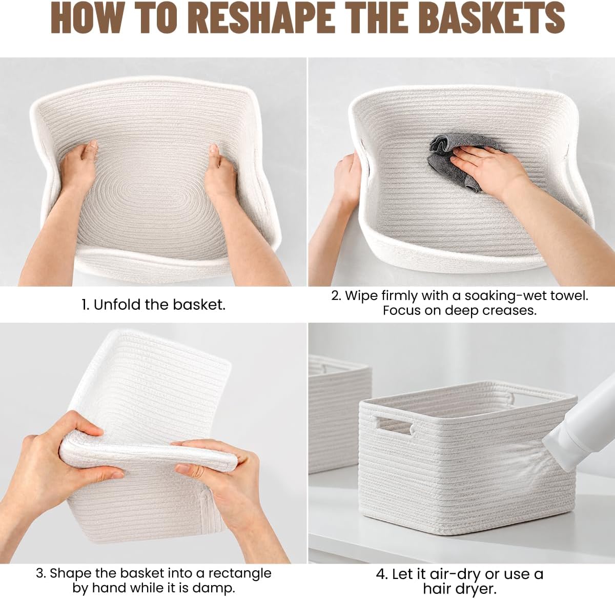 5 Pack Woven Storage Baskets, Decorative Storage Bins for Organizing