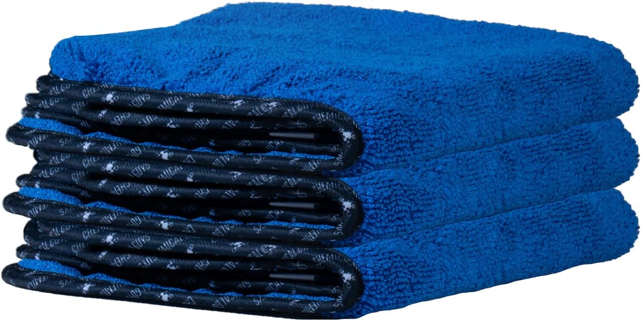Chemical Guys Professional Grade Premium Microfiber Towels for Cars, Blue, 16" x 16", Ultra-Soft and Scratch-Free Car Detailing Cloths for Trucks, Motorcycles, and More - 3 Pack