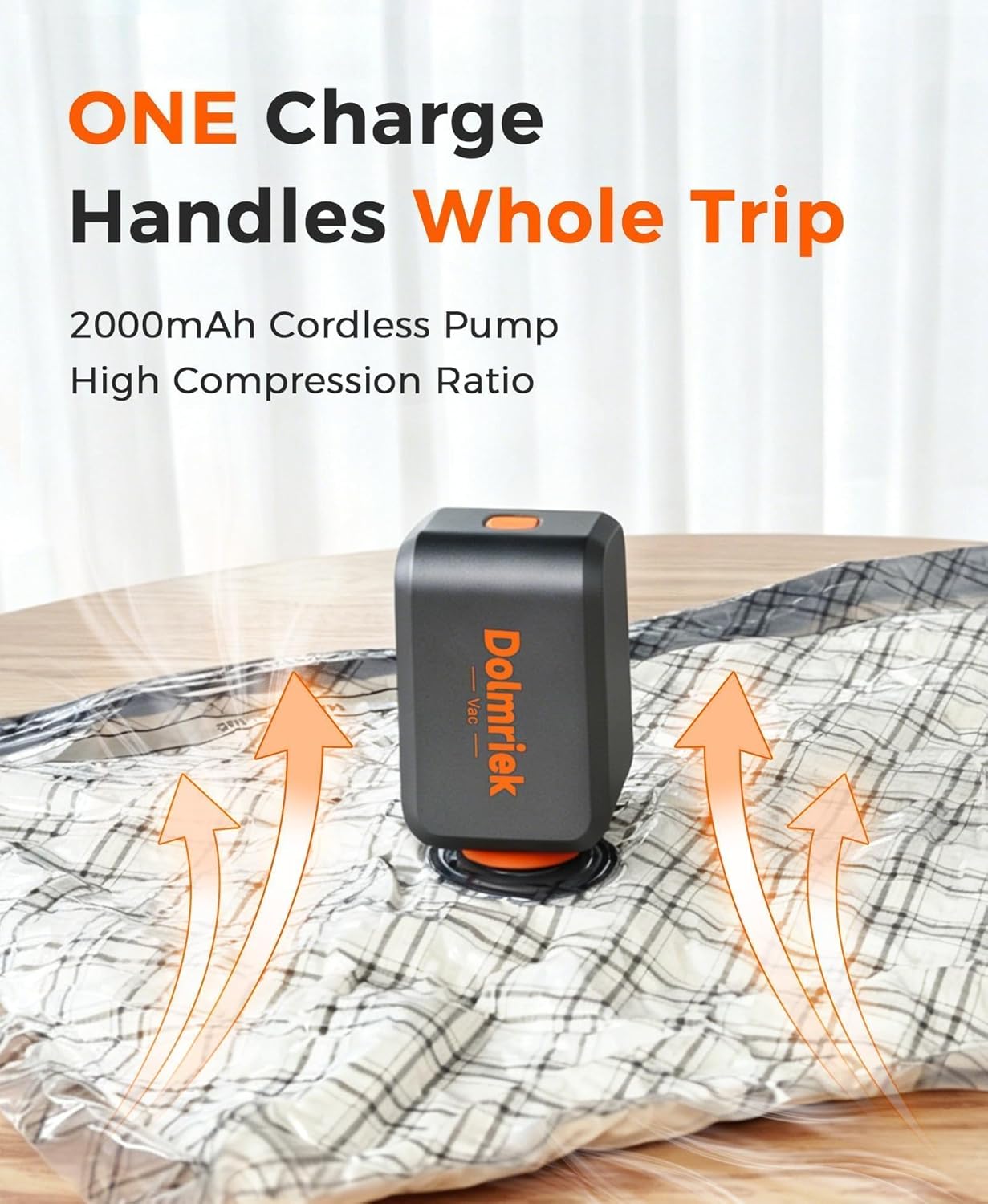 15pcs Vacuum Seal Bags for Clothing Travel, Cordless Pump, Carry-on Size Compression Packing Bags, 4000Pa Suction & 2000mAh Battery, Vacuum Storage Bags for Clothes, Luggage, Suitcase, Space Saver
