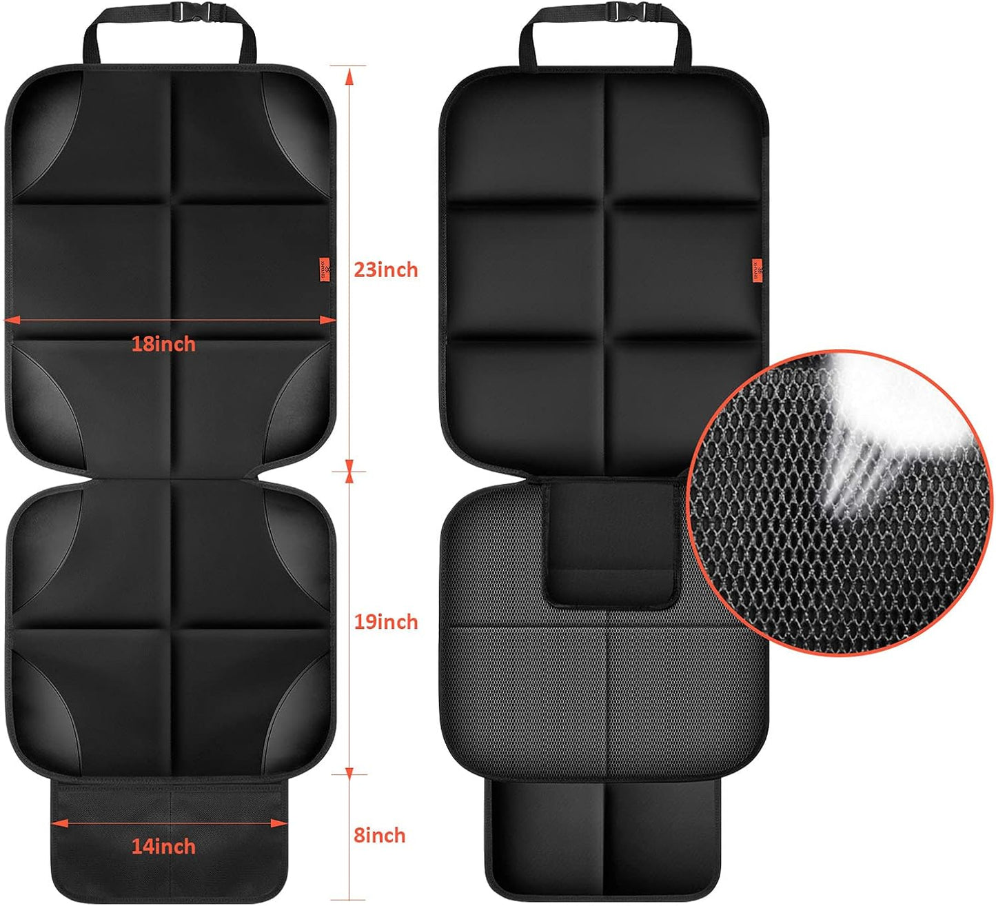 XHYANG Car Seat Protector 1 Pack Car Seat Cushion Mat Thickest Padding,Waterproof 600D Fabric Car Seat Covers for Non-Slip Backing Mesh Pockets for Baby and Pet (Black, 1 Pc)