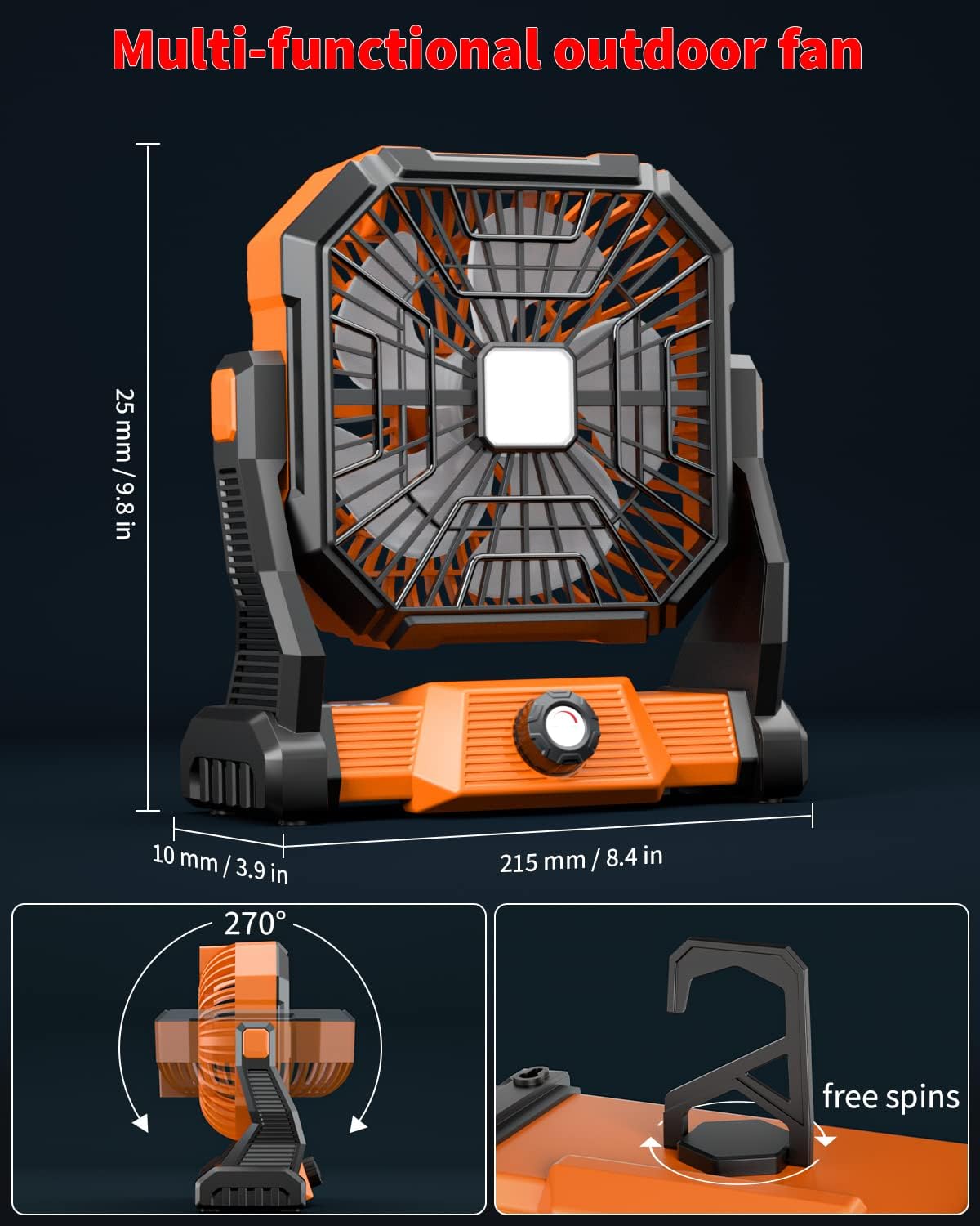 Portable Camping Fan,20000mAh Rechargeable Battery Powered Fan with LED Lantern, USB-C Battery Operated Fans,Ultra Quiet, for Outdoor Indoor Use,Travel, Tent,Beach, Picnic,Barbecue, Fishing,Home