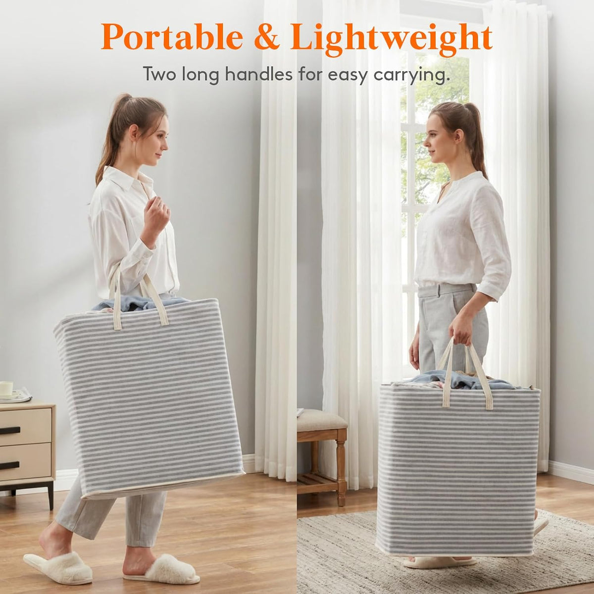 Lifewit 105L Large Collapsible Laundry Basket with Extended Handles, Grey
