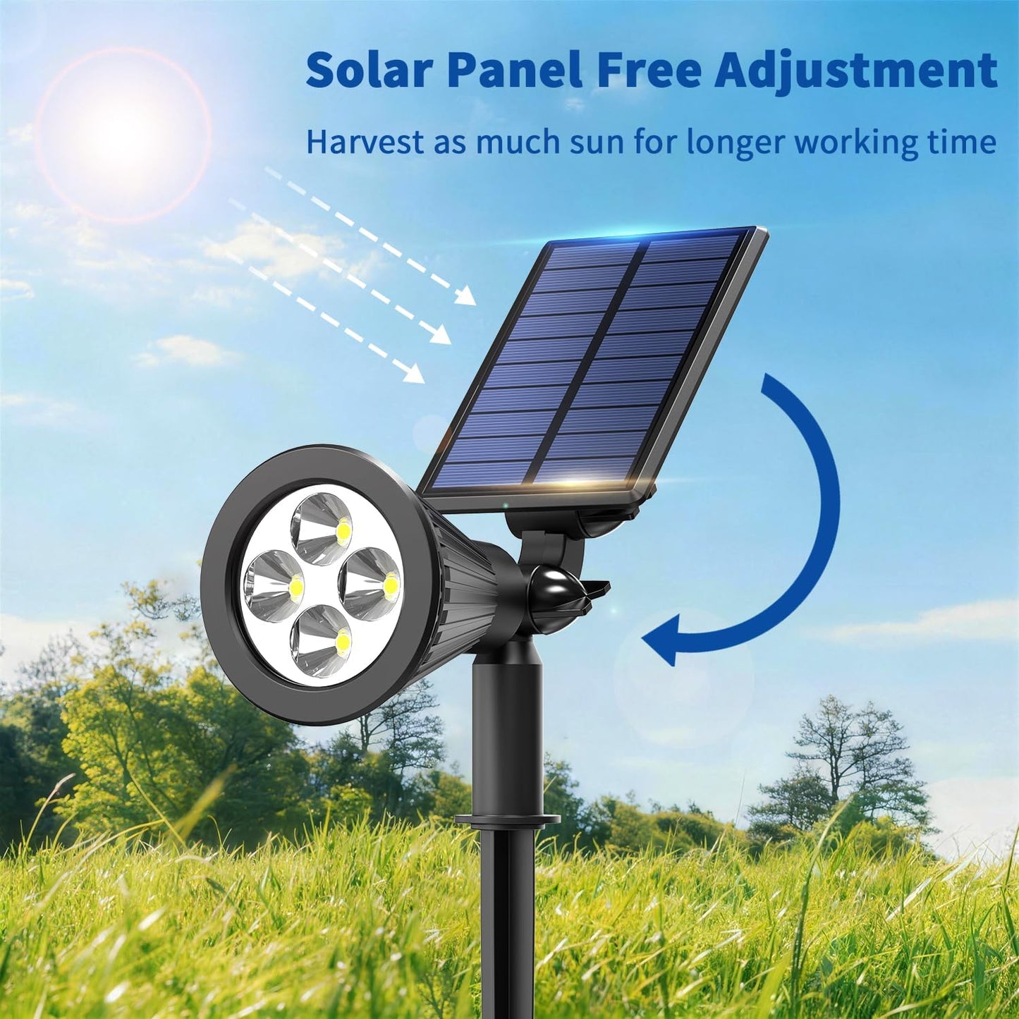 JEJOT 6 Pack Solar Lights Outdoor Waterproof,Warm White Light,2 Lighting Modes,Solar Powered Spotlights for Yard Garden Solar Spot Lights for Flag Landscape Auto On/Off
