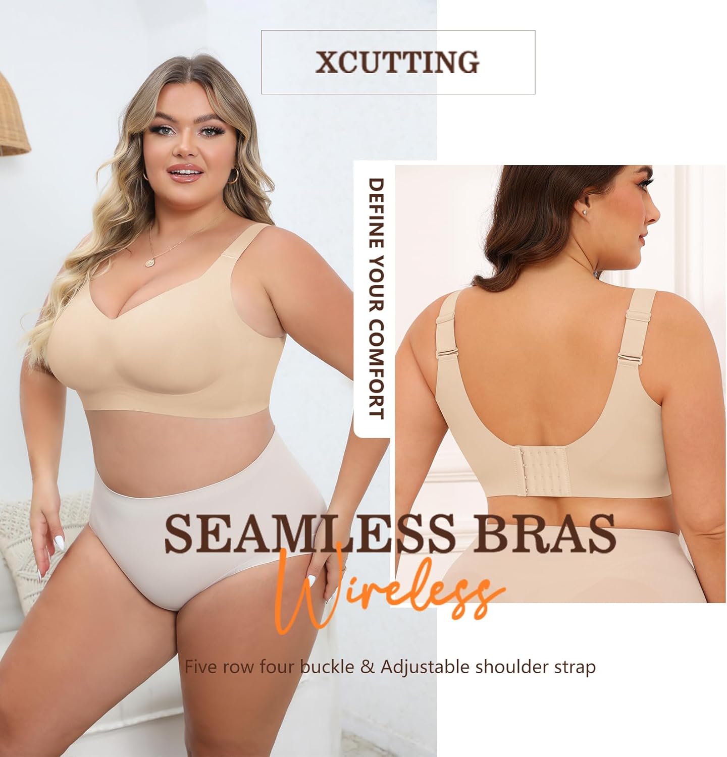 Xcutting Women Wirefree Bras for Women Full Coverage No Underwire Everyday Bras Comfortable Wireless Padded Bras