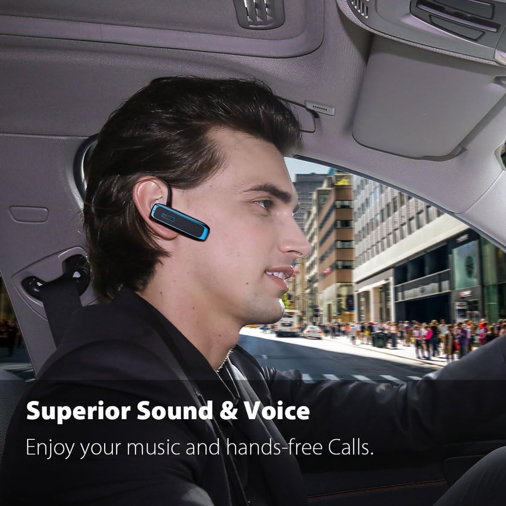 Bluetooth Headset, Wireless Bluetooth Earpiece w/ 18 Hours Playtime and Noise Cancelling Mic,Ultralight Earbud Headphone Hands-Free Calls for iPhone Tablet Samsung Android Cell Phones Truck Driver
