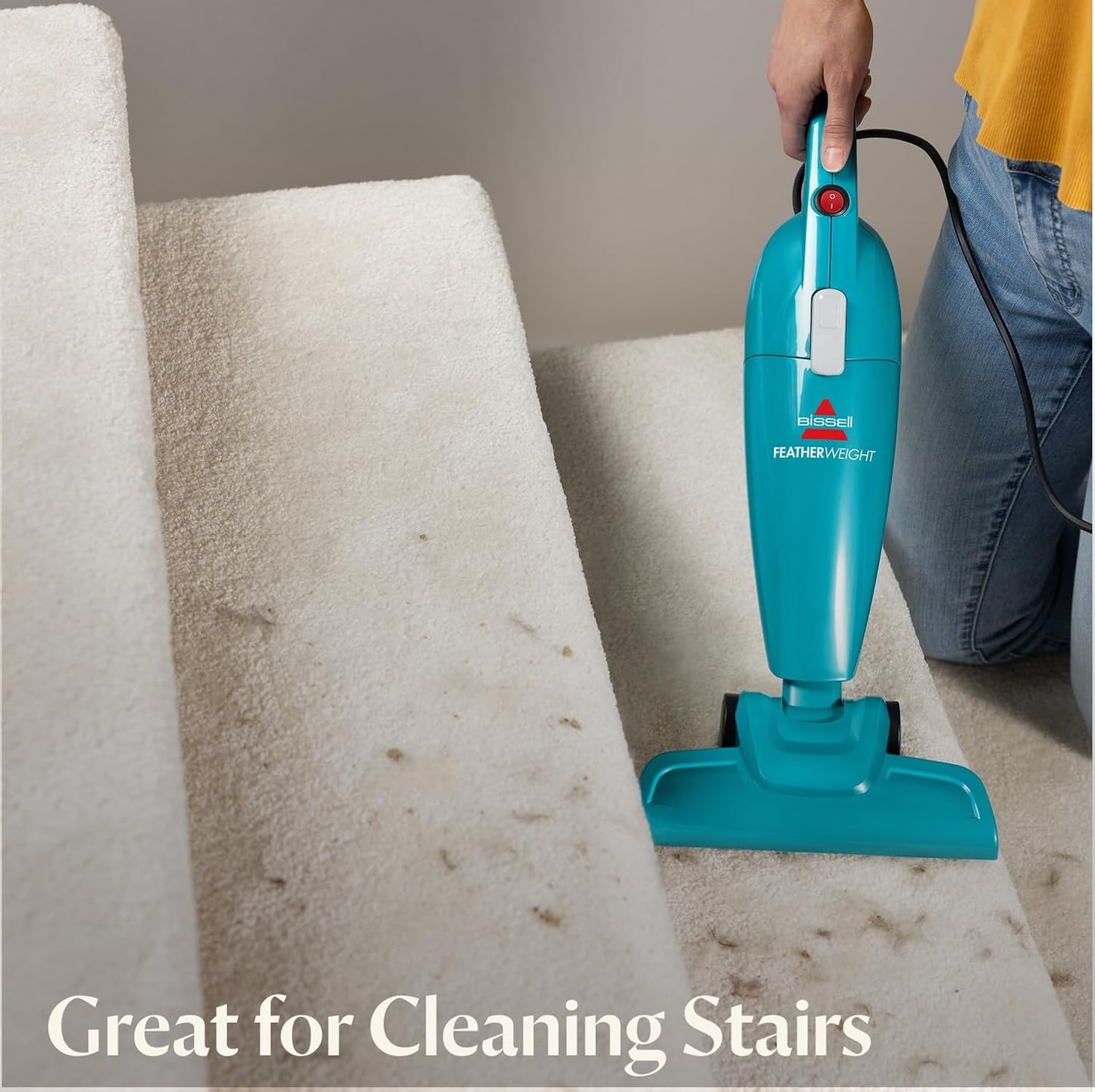 Bissell 2033 Featherweight Stick Lightweight Bagless Vacuum and Electric Broom with Crevice Tool for Hard Floors and Carpets, Blue