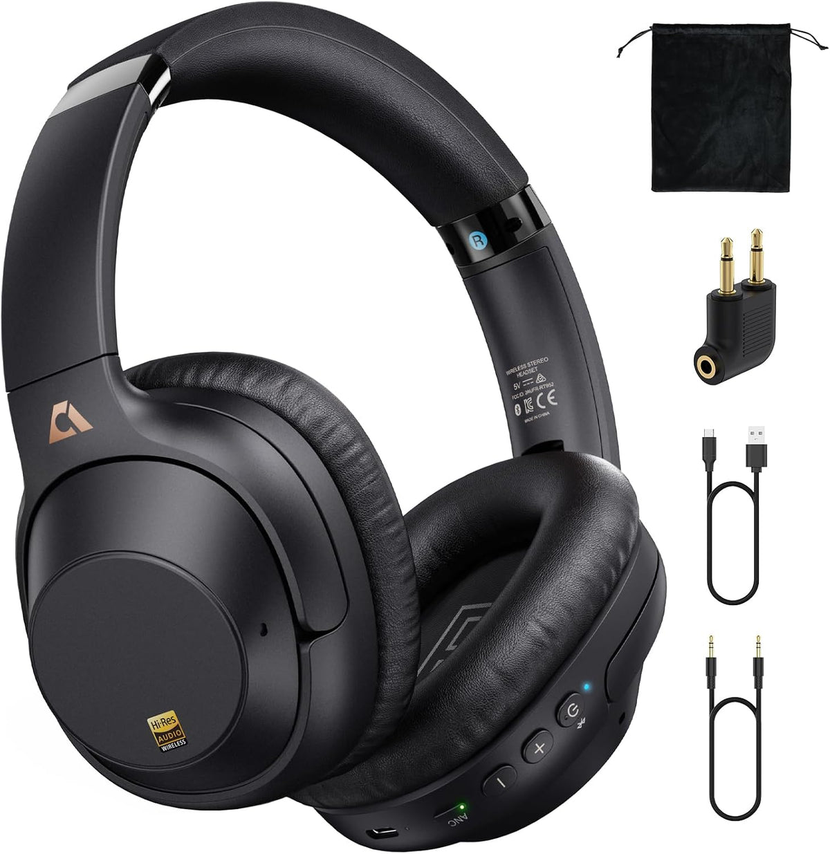 Bluetooth 6.0 Hybrid Active Noise Cancelling Headphones for Airplane Travel